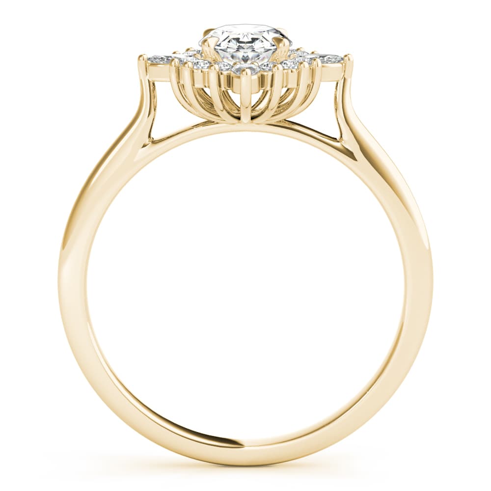 Oval-Cut Halo Engagement Ring, style 85273, Side view in yellow gold