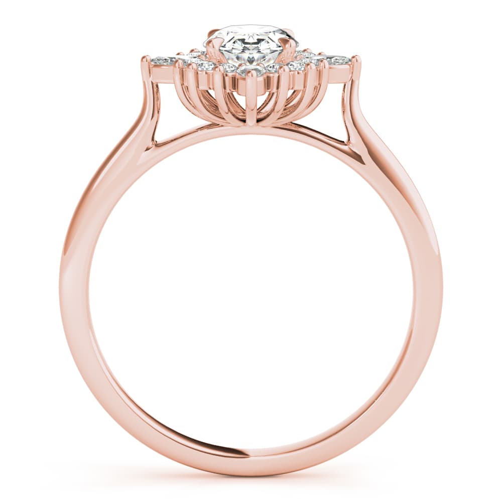 Oval-Cut Halo Engagement Ring, style 85273, Side view in rose gold