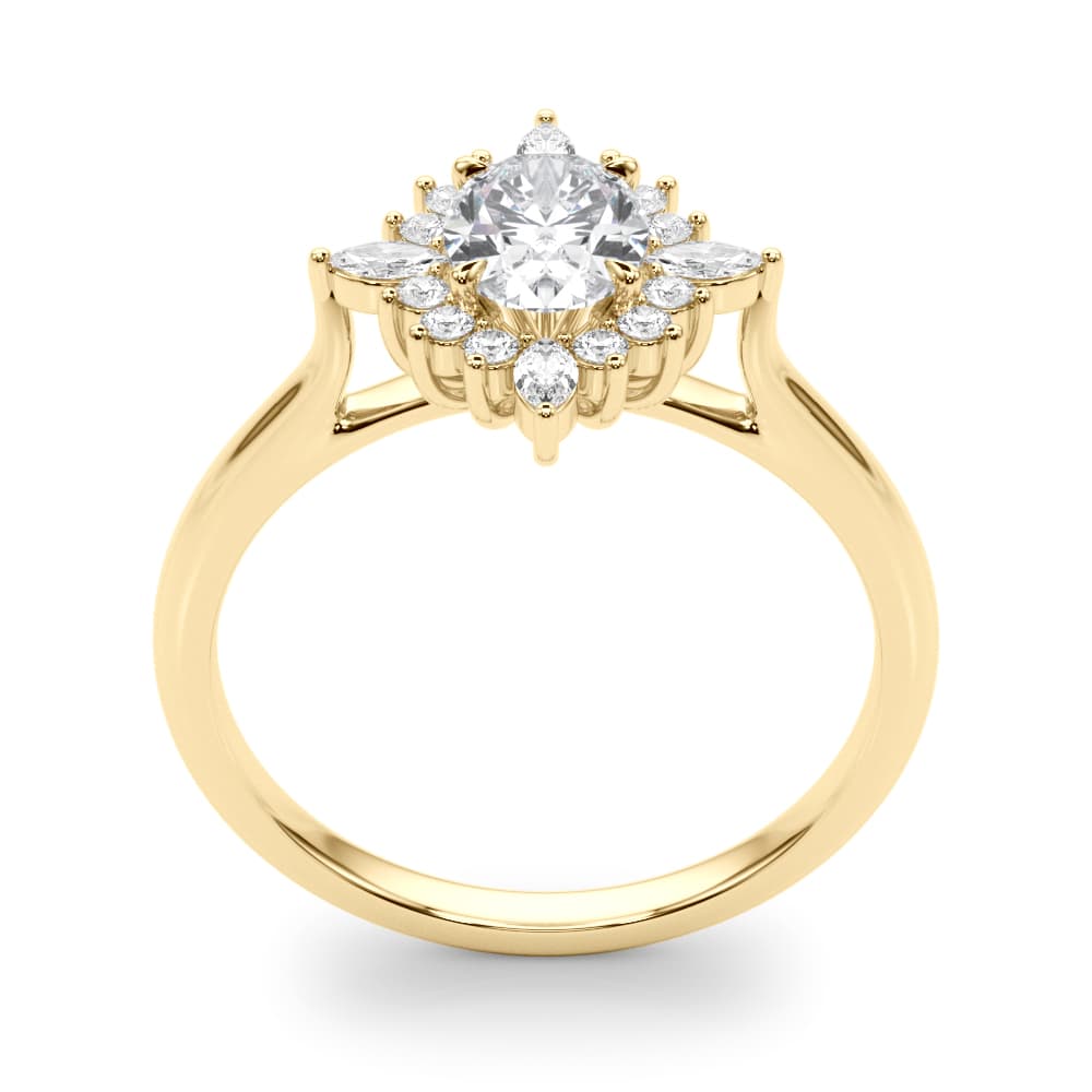 Oval-Cut Halo Engagement Ring, style 85273, Top view in yellow gold