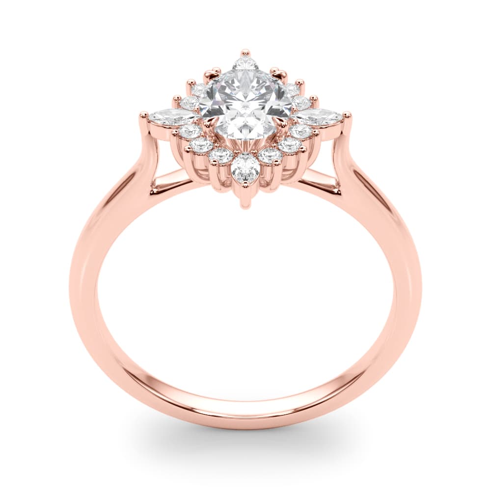 Oval-Cut Halo Engagement Ring, style 85273, Top view in rose gold