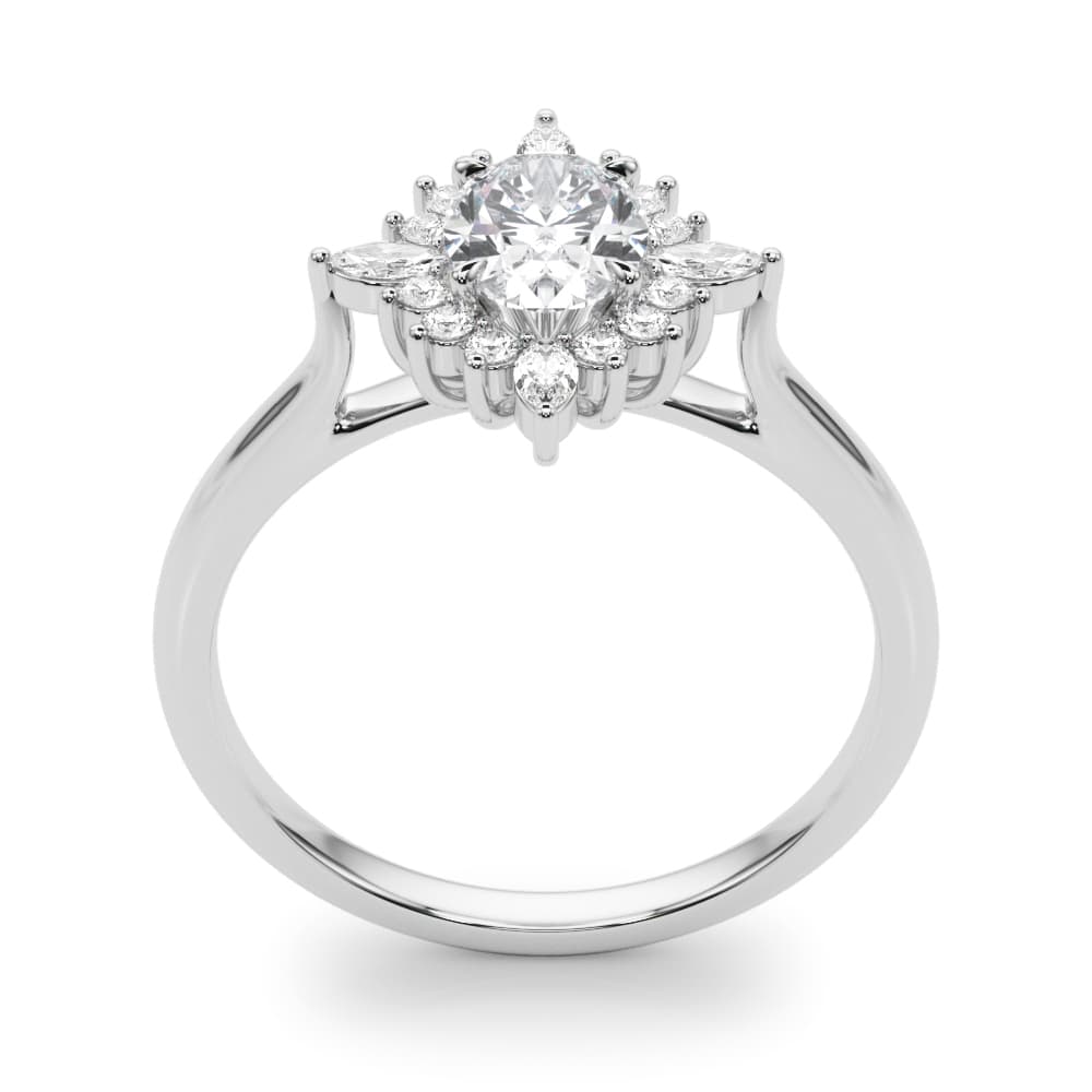 Oval-Cut Halo Engagement Ring, style 85273, Top view in white gold or platinum
