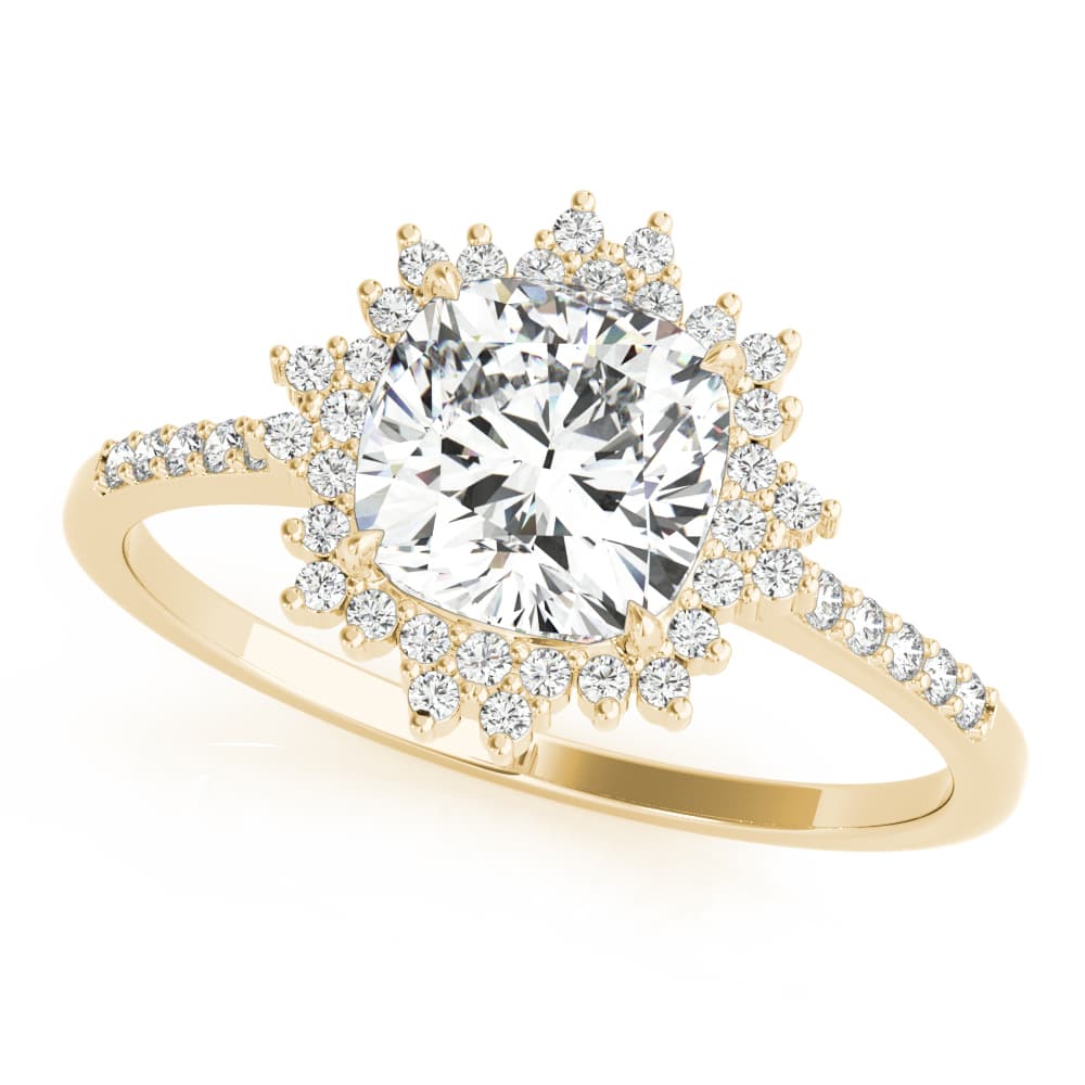 Engagement Ring Cushion Center, style 85276, Front view in yellow gold