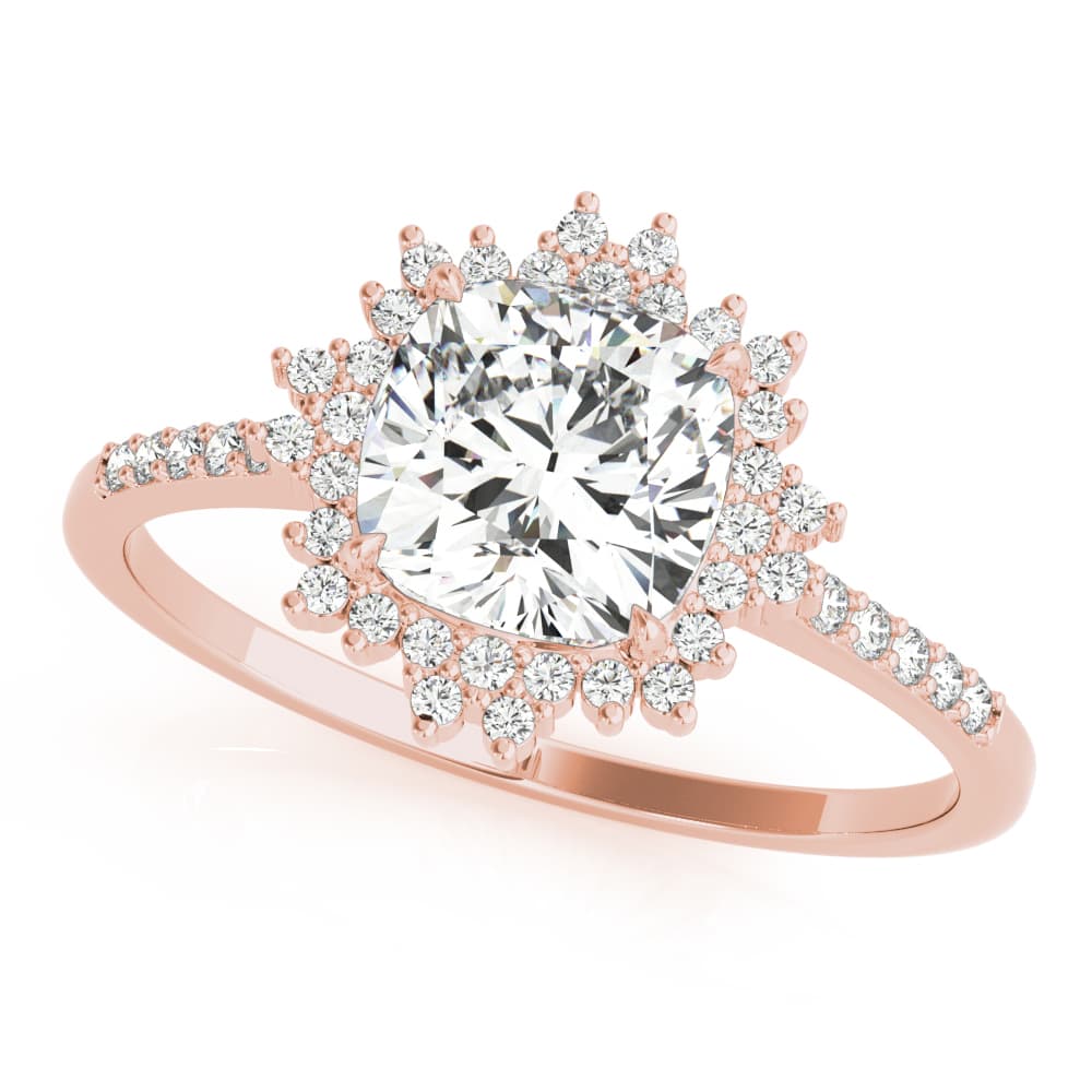 Engagement Ring Cushion Center, style 85276, Front view in rose gold