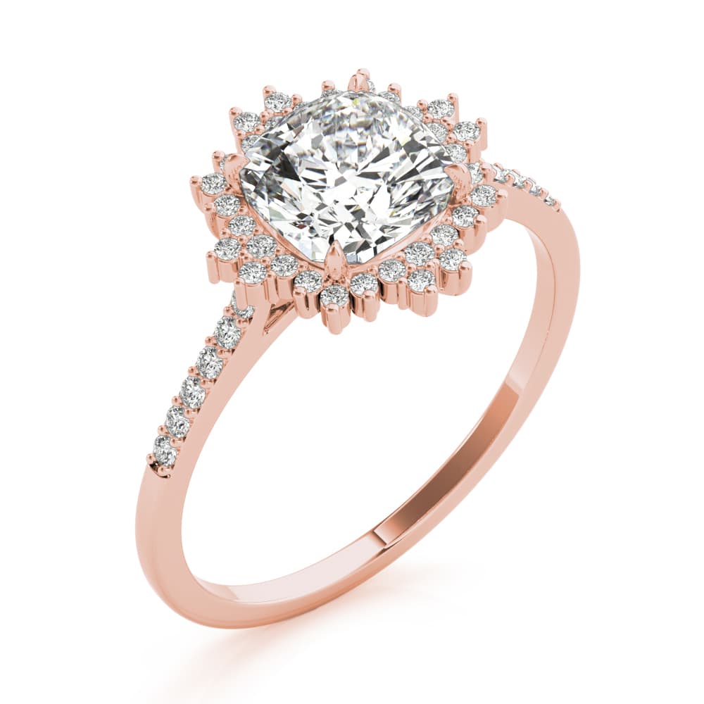 Engagement Ring Cushion Center, style 85276, Angle view in rose gold