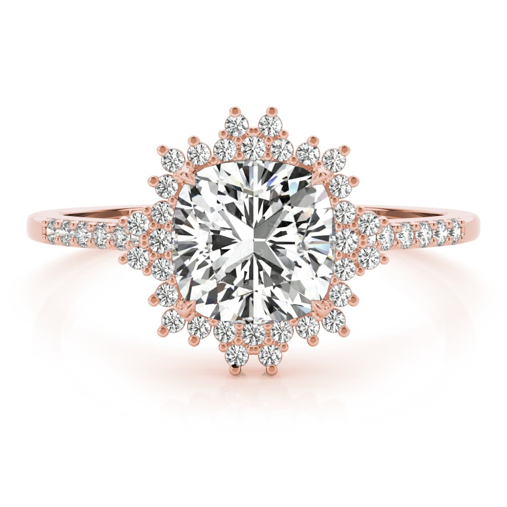 Engagement Ring Cushion Center, style 85276, On hand view in rose gold