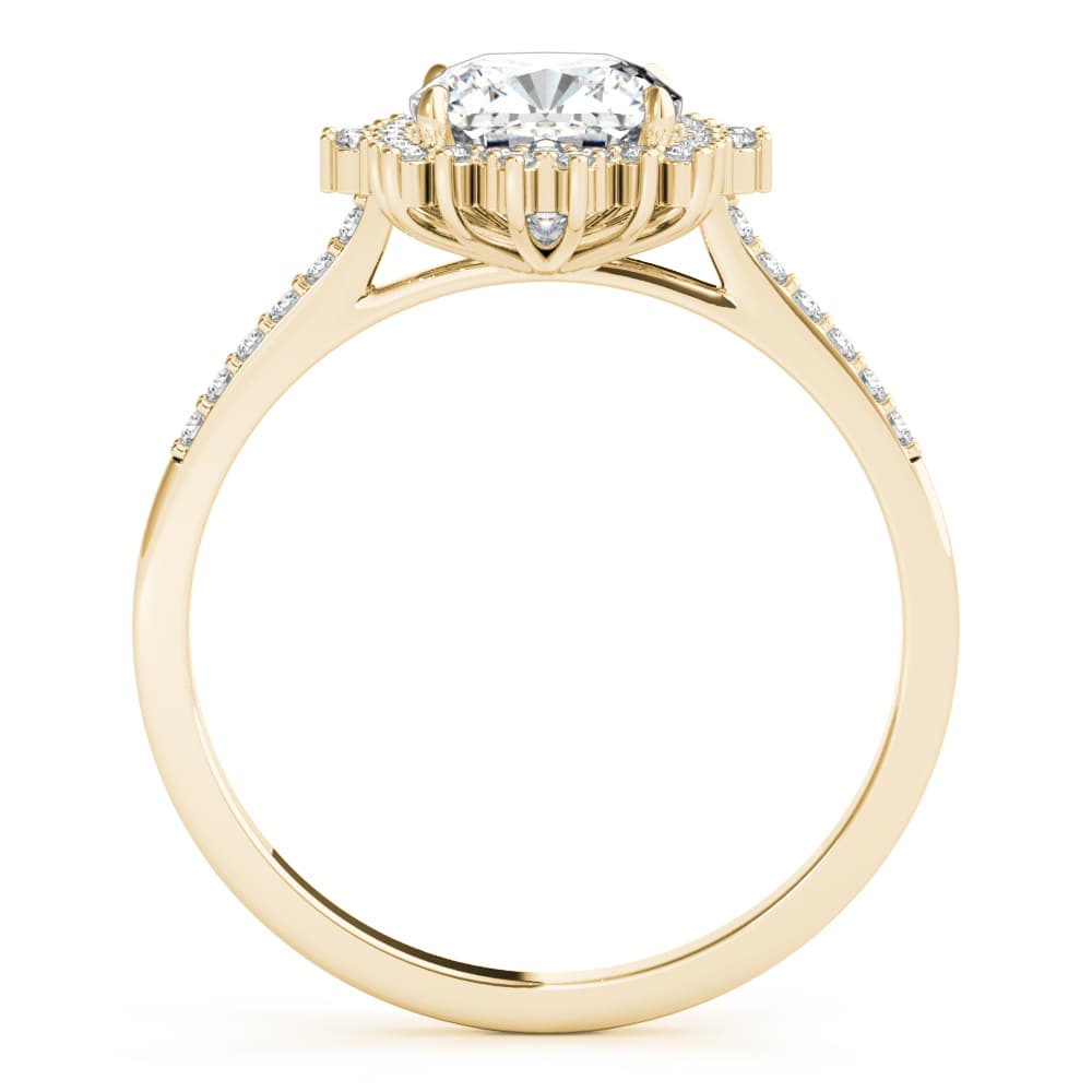 Engagement Ring Cushion Center, style 85276, Side view in yellow gold