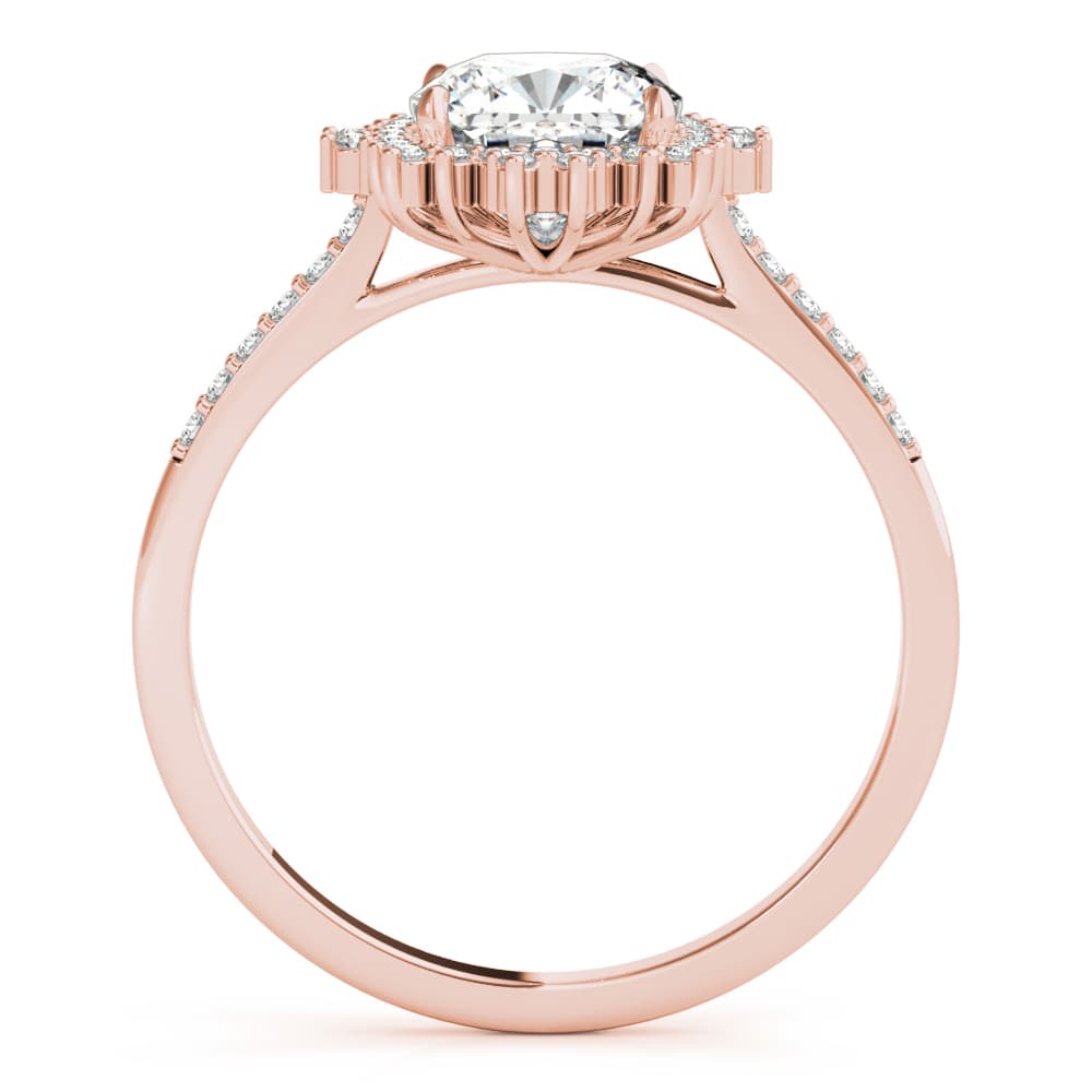 Engagement Ring Cushion Center, style 85276, Side view in rose gold