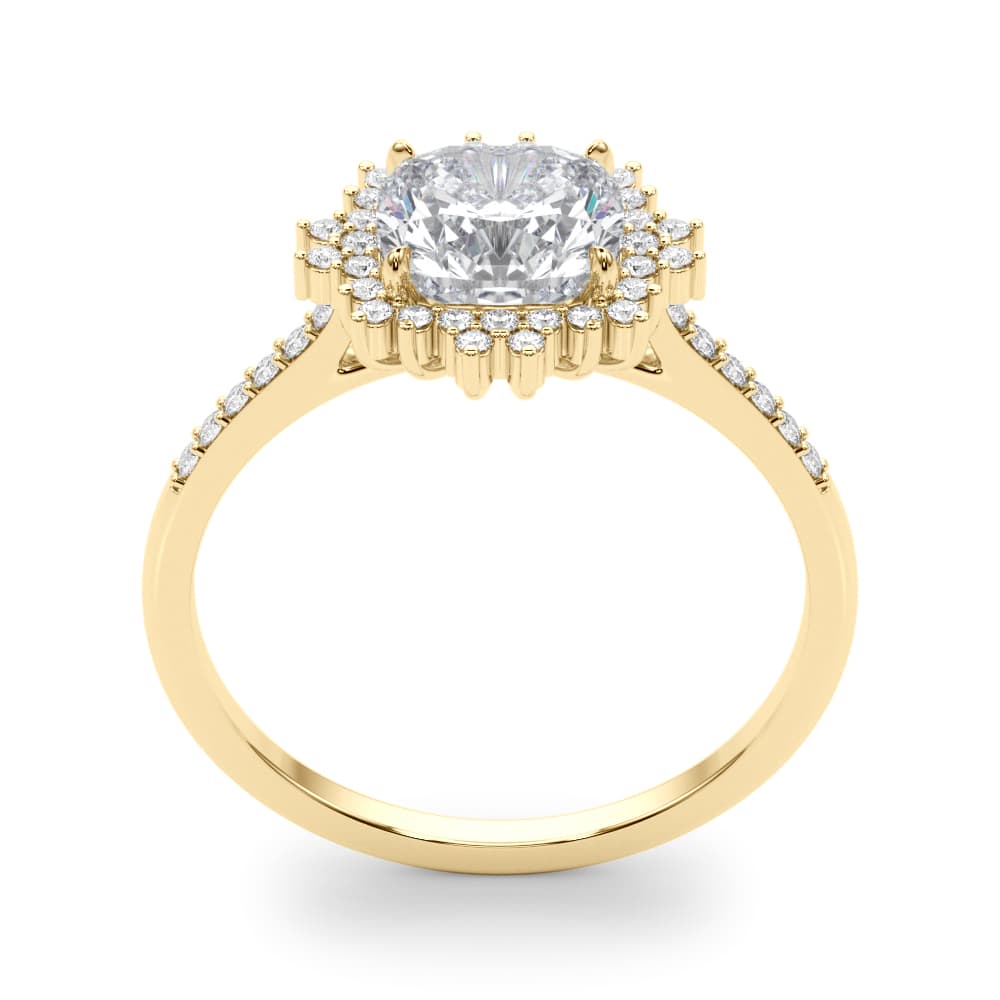 Engagement Ring Cushion Center, style 85276, Top view in yellow gold