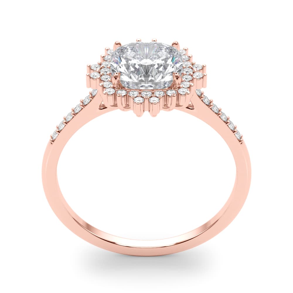 Engagement Ring Cushion Center, style 85276, Top view in rose gold
