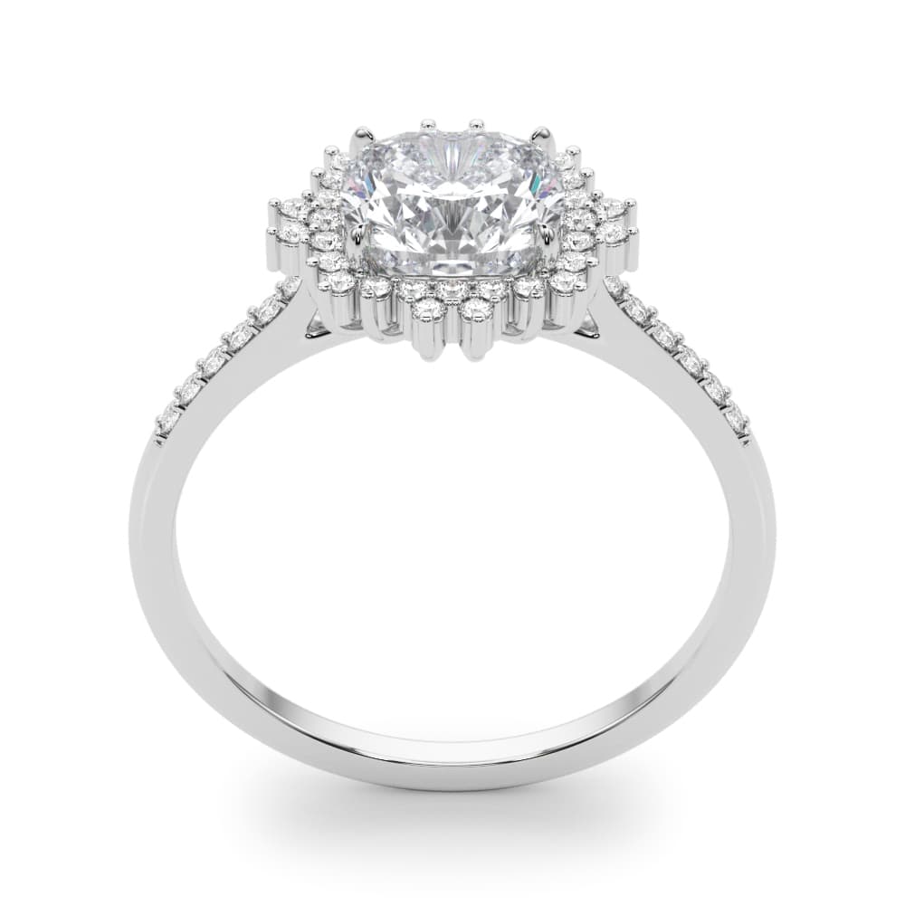 Engagement Ring Cushion Center, style 85276, Top view in white gold or platinum