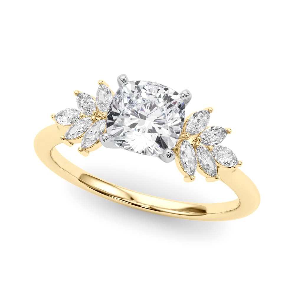 Scattered Marquise Engagement Ring, style 85277, Front view in yellow gold