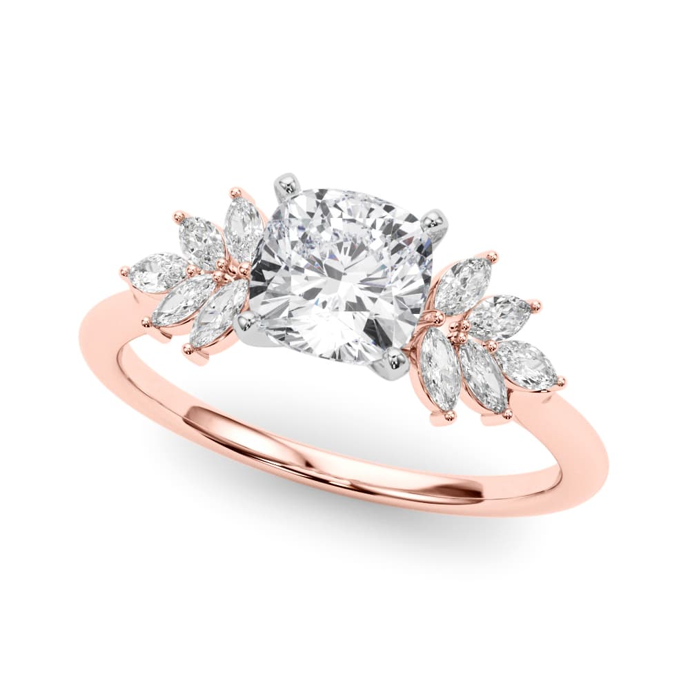 Scattered Marquise Engagement Ring, style 85277, Front view in rose gold