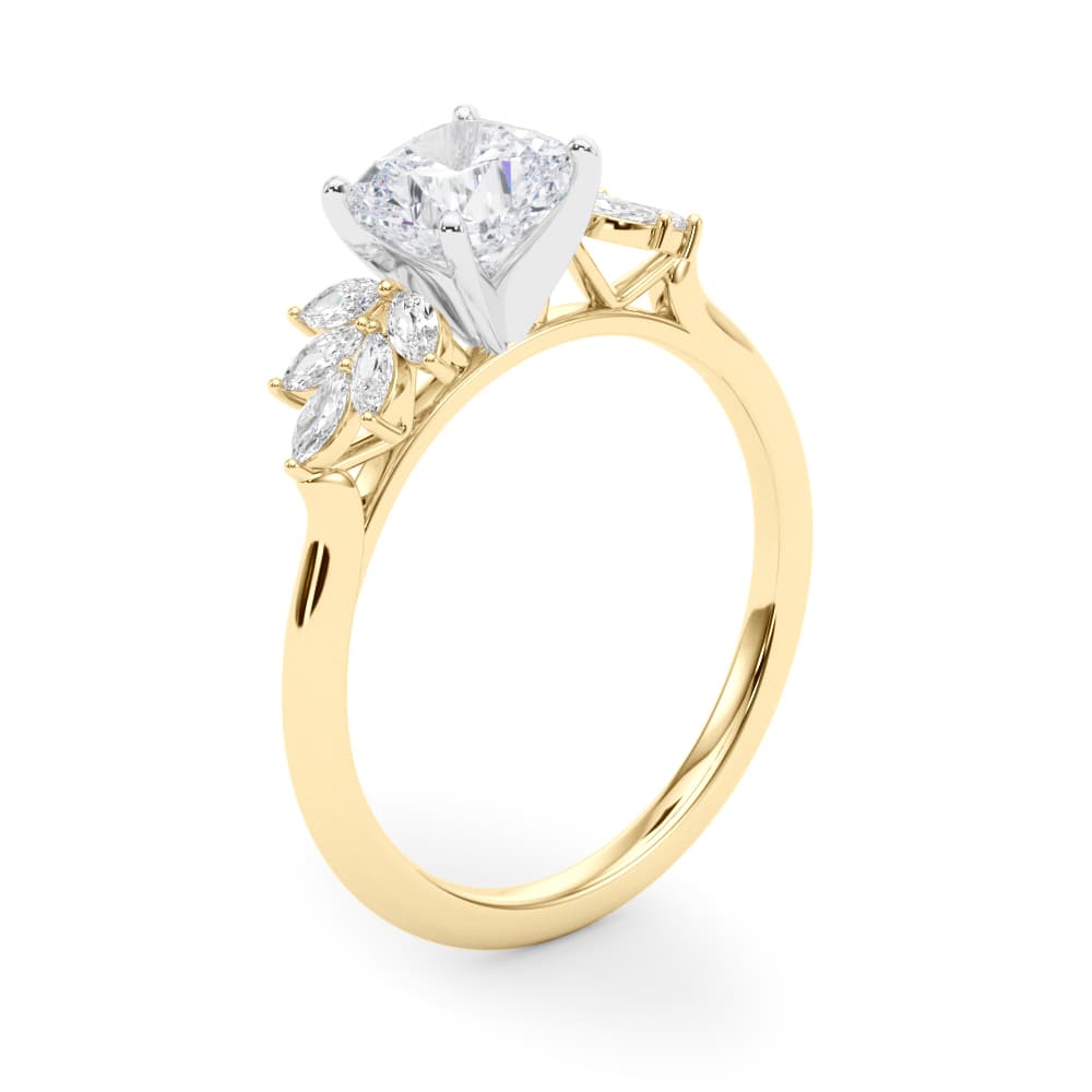 Scattered Marquise Engagement Ring, style 85277, Angle view in yellow gold