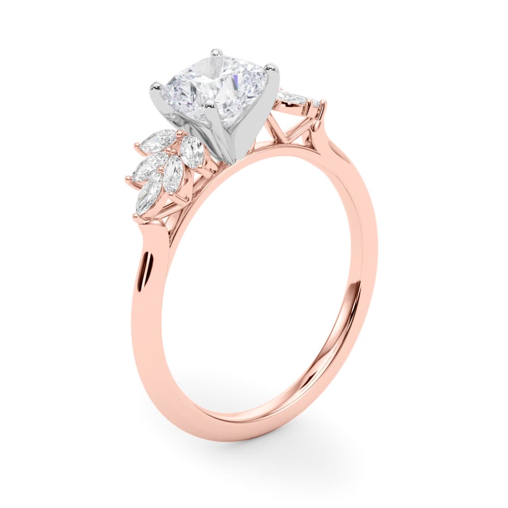 Scattered Marquise Engagement Ring, style 85277, Angle view in rose gold
