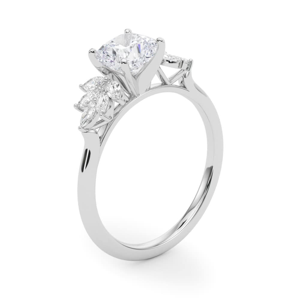 Scattered Marquise Engagement Ring, style 85277, Angle view in white gold or platinum