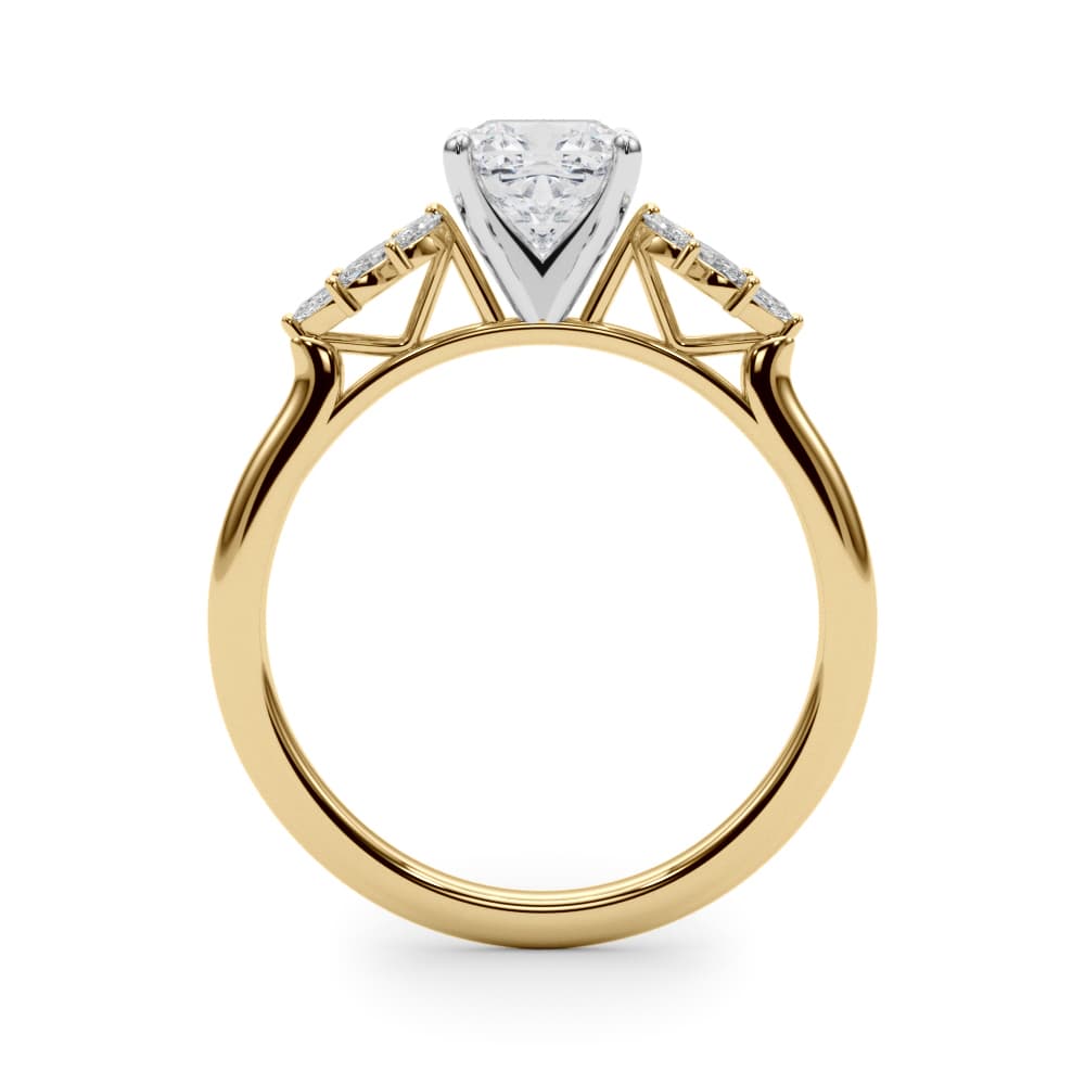 Scattered Marquise Engagement Ring, style 85277, Side view in yellow gold