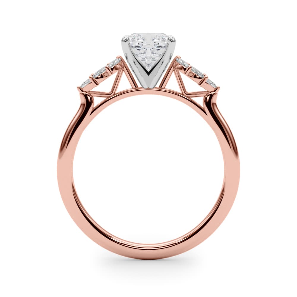 Scattered Marquise Engagement Ring, style 85277, Side view in rose gold