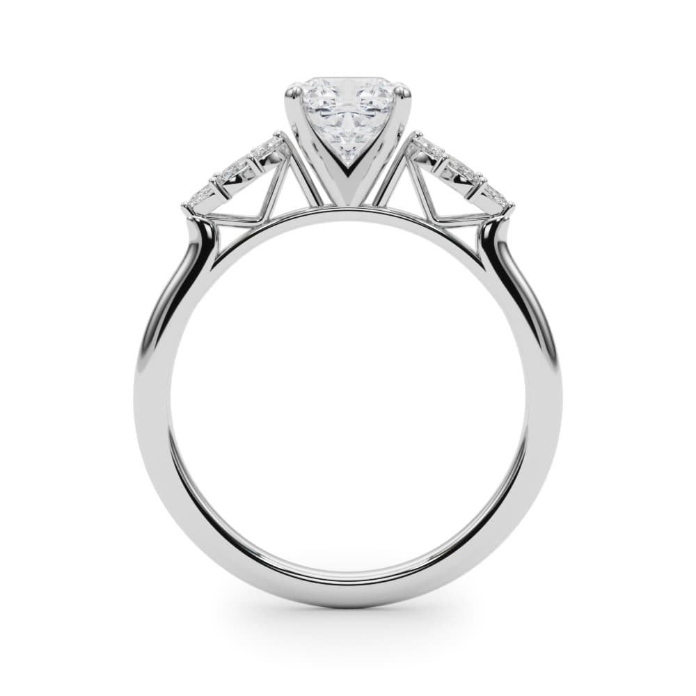 Scattered Marquise Engagement Ring, style 85277, Side view in white gold or platinum