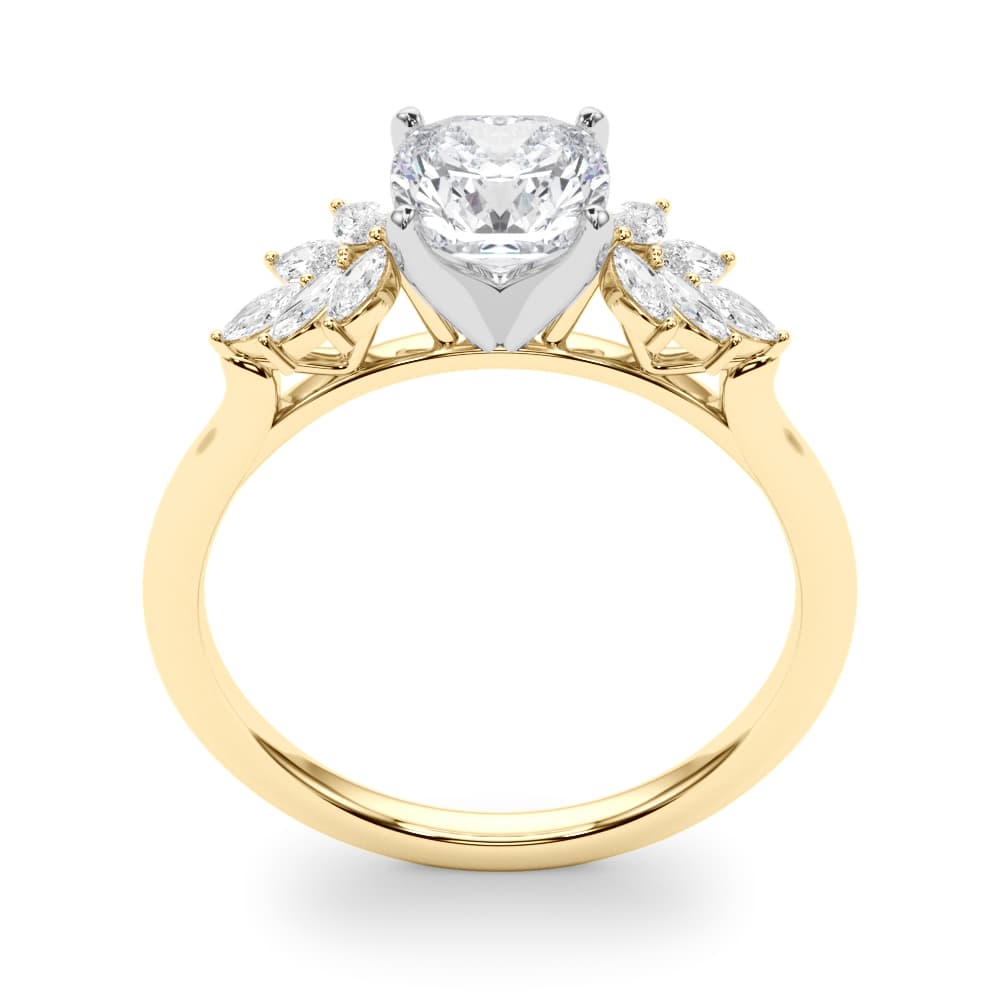 Scattered Marquise Engagement Ring, style 85277, Top view in yellow gold