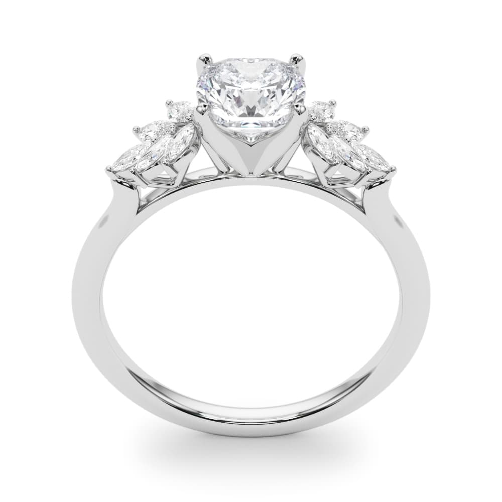 Scattered Marquise Engagement Ring, style 85277, Top view in white gold or platinum