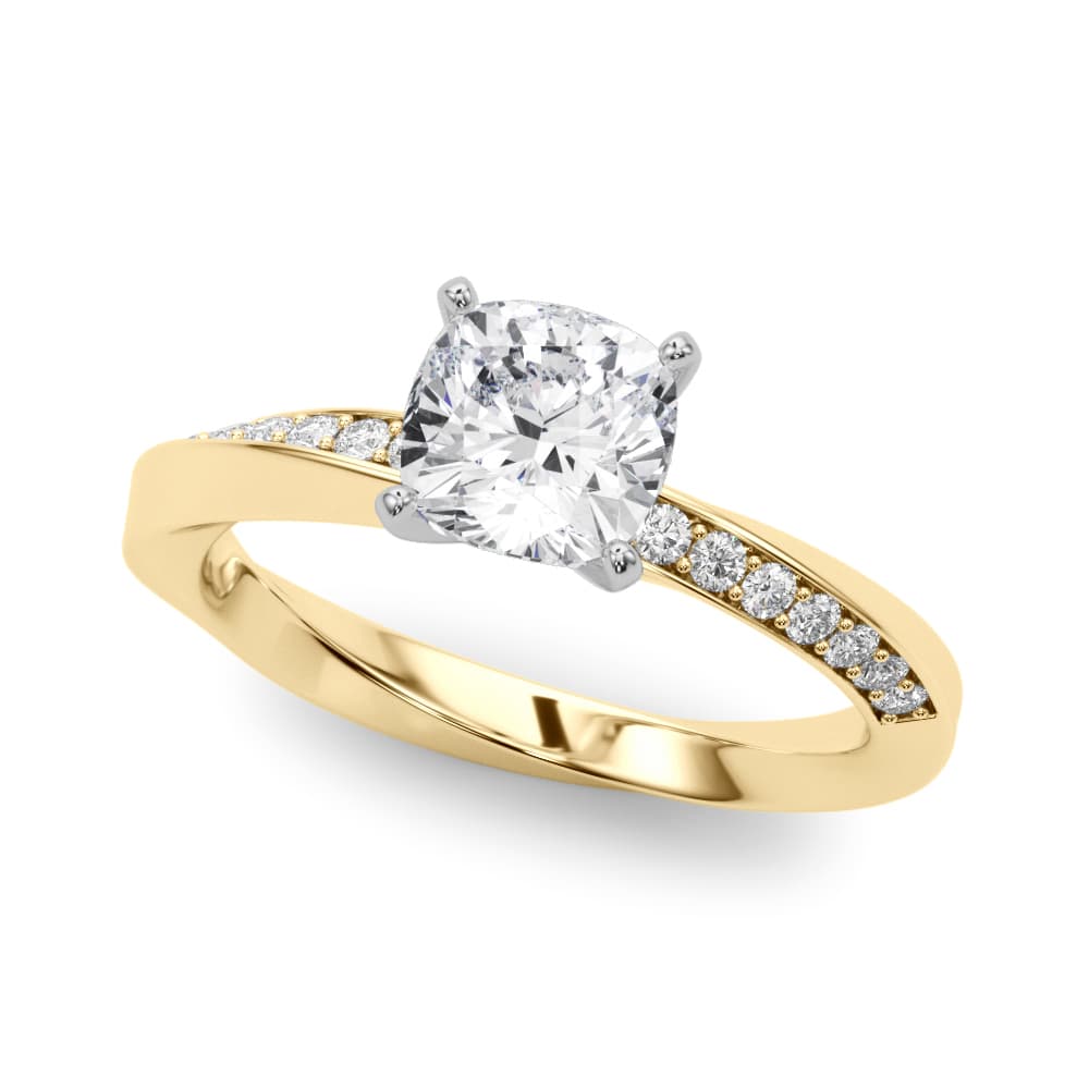 Single Row Twisted Prong Engagement Ring, style 85278, Front view in yellow gold