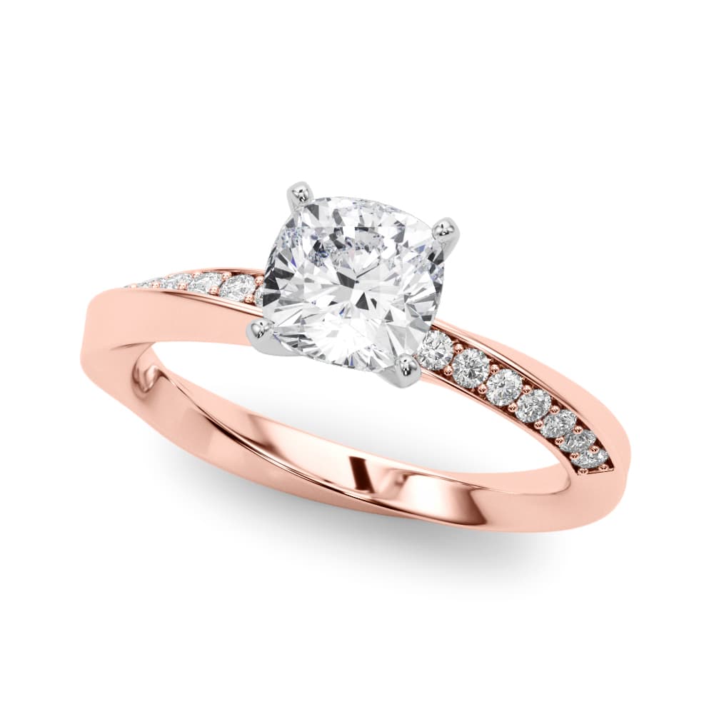 Single Row Twisted Prong Engagement Ring in Rose gold