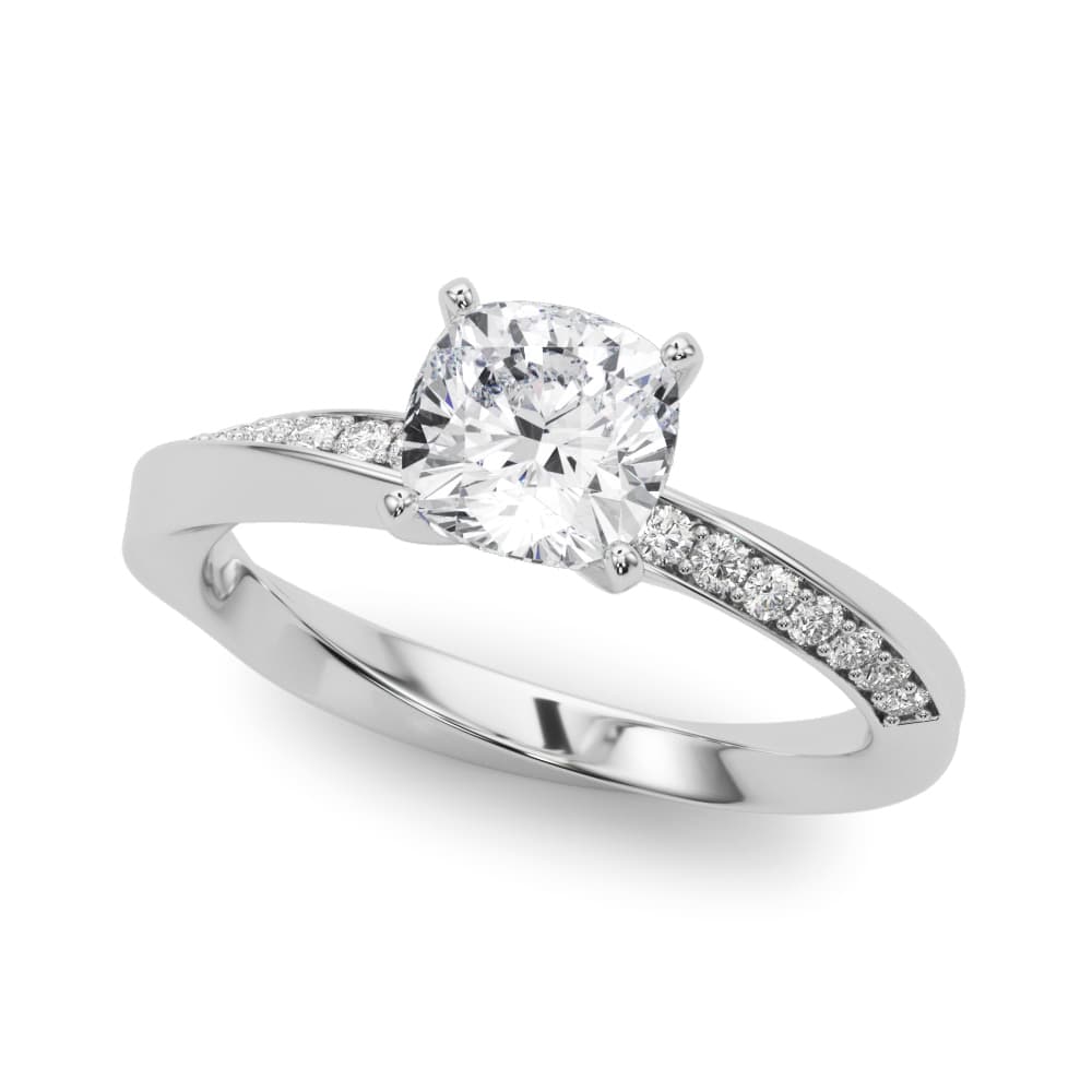 Single Row Twisted Prong Engagement Ring — style 85278 in 10k White Gold