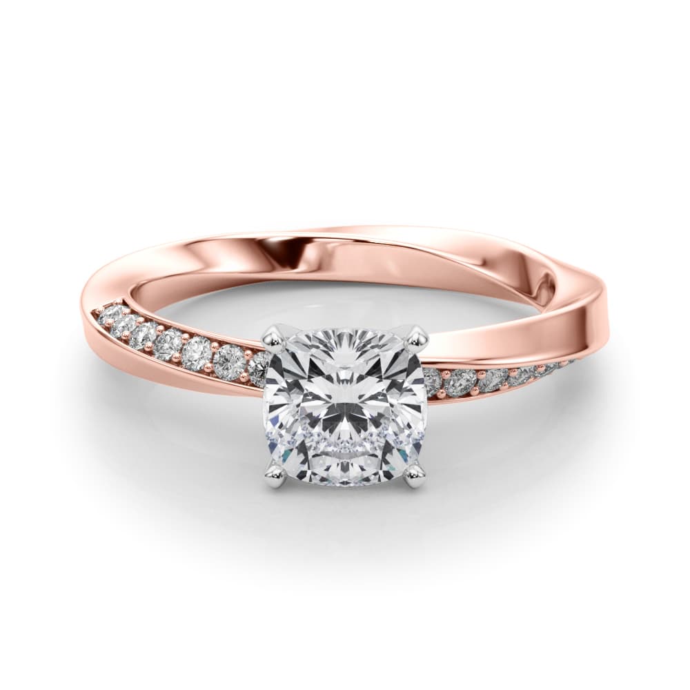 Single Row Twisted Prong Engagement Ring, style 85278, On hand view in rose gold