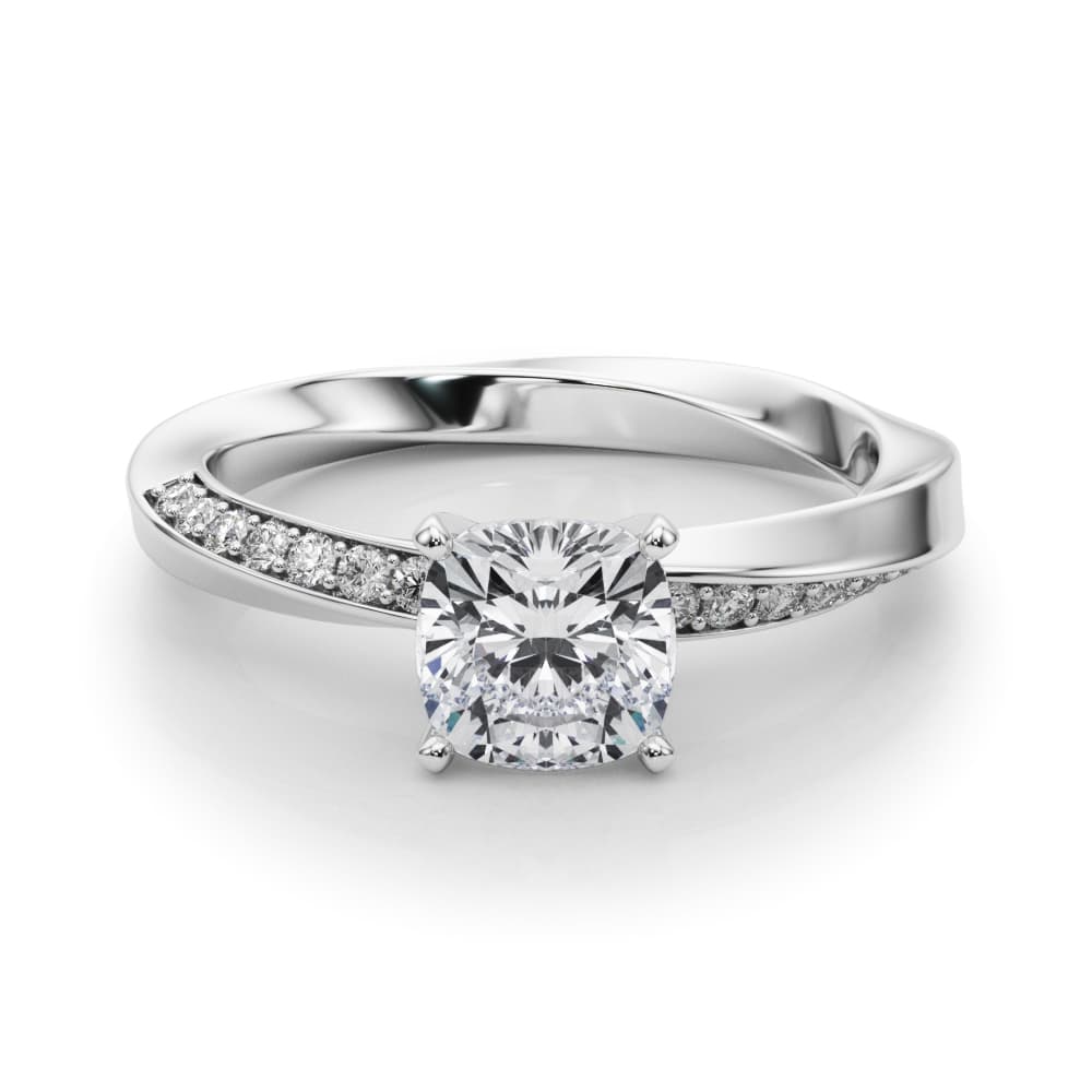 Single Row Twisted Prong Engagement Ring, style 85278, On hand view in white gold or platinum