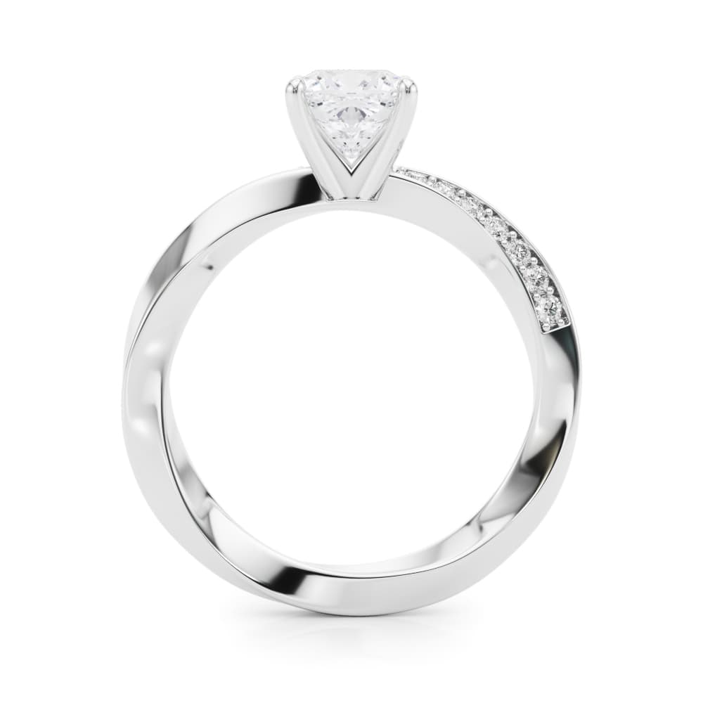 Single Row Twisted Prong Engagement Ring, style 85278, Side view in white gold or platinum