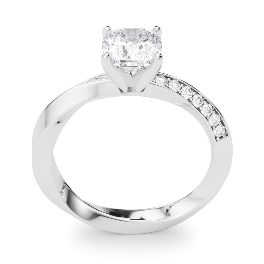Single Row Twisted Prong Engagement Ring, style 85278, Top view in white gold or platinum