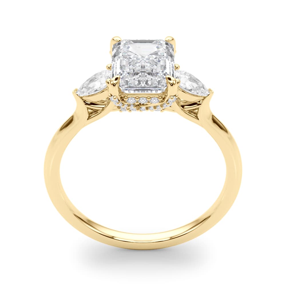 3-Stone Emerald Cut Engagement Ring, style 85279, Top view in yellow gold