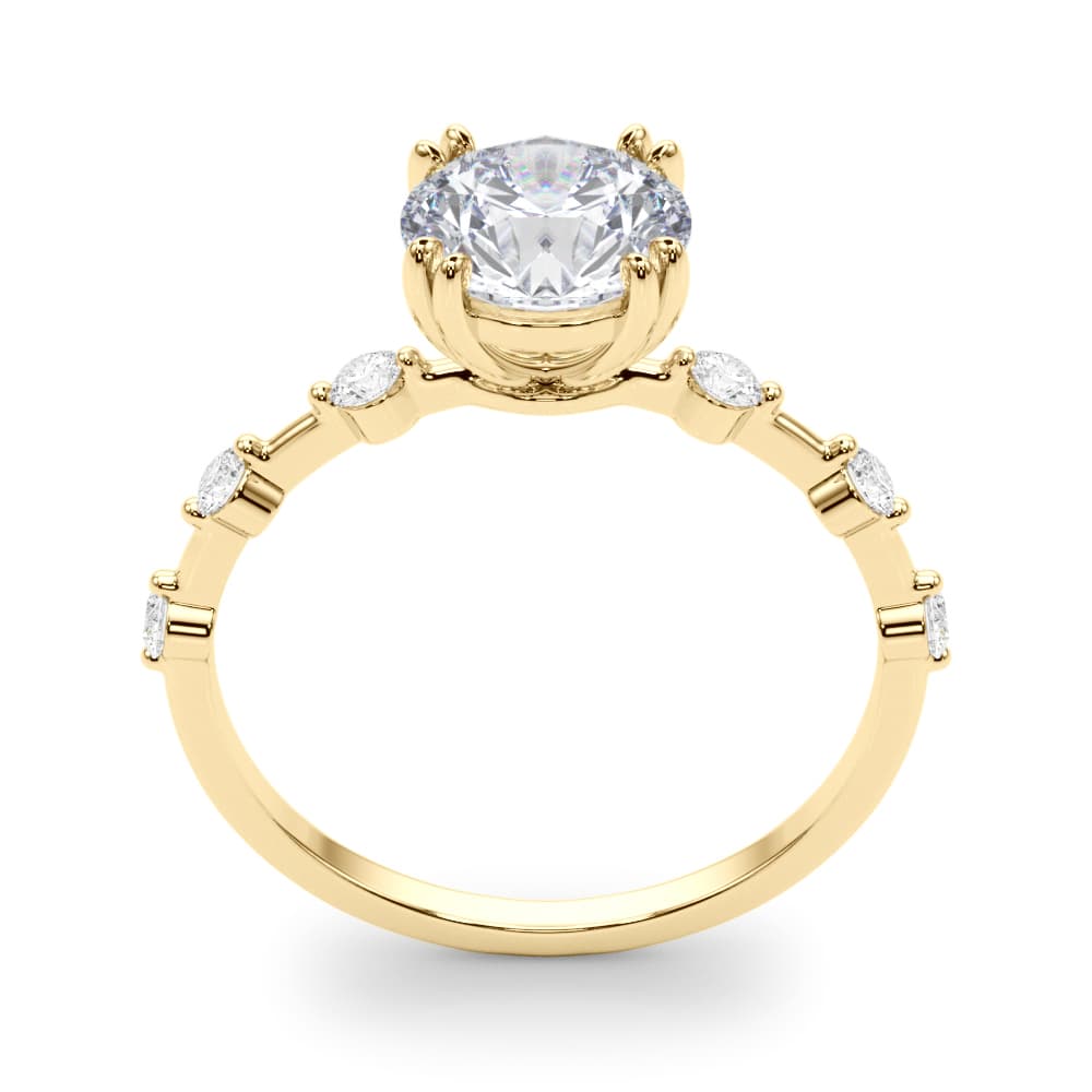 Diamond Engagement Ring, style 85280, Top view in yellow gold
