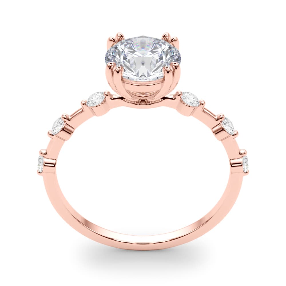 Diamond Engagement Ring, style 85280, Top view in rose gold