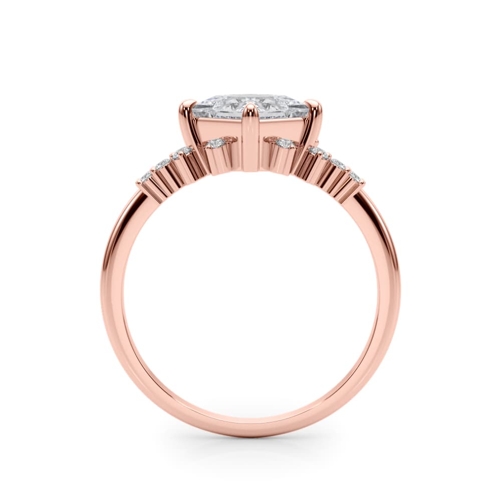 Scattered Diamond Princess Cut Engagement Ring, style 85283, Side view in rose gold