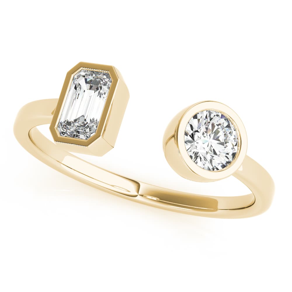 EMERALD & Round FASHION RING (0.6 ct. tw.), Front view in yellow gold