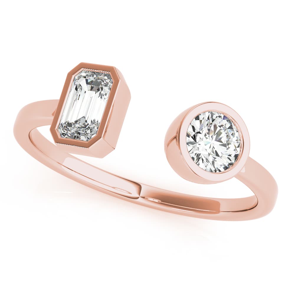 EMERALD & Round FASHION RING (0.6 ct. tw.), Front view in rose gold