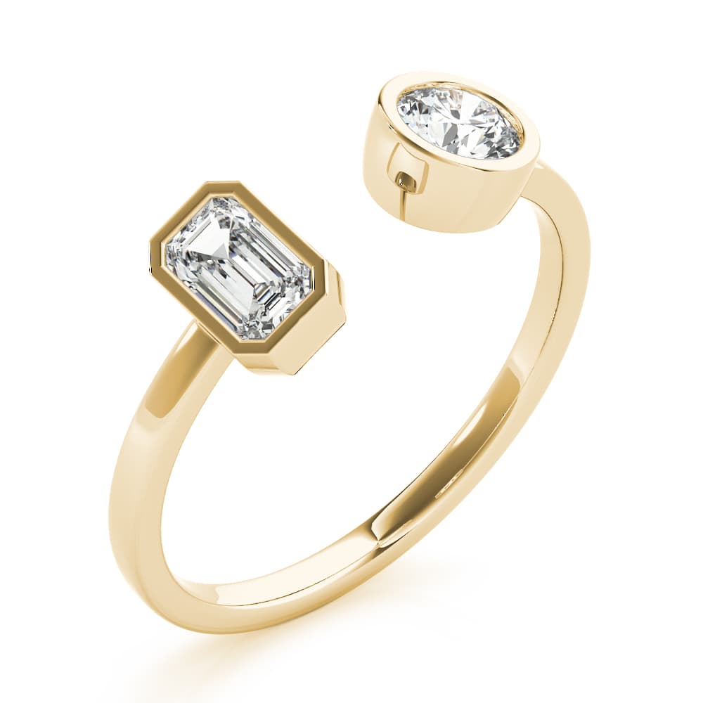 EMERALD & Round FASHION RING (0.6 ct. tw.), Angle view in yellow gold