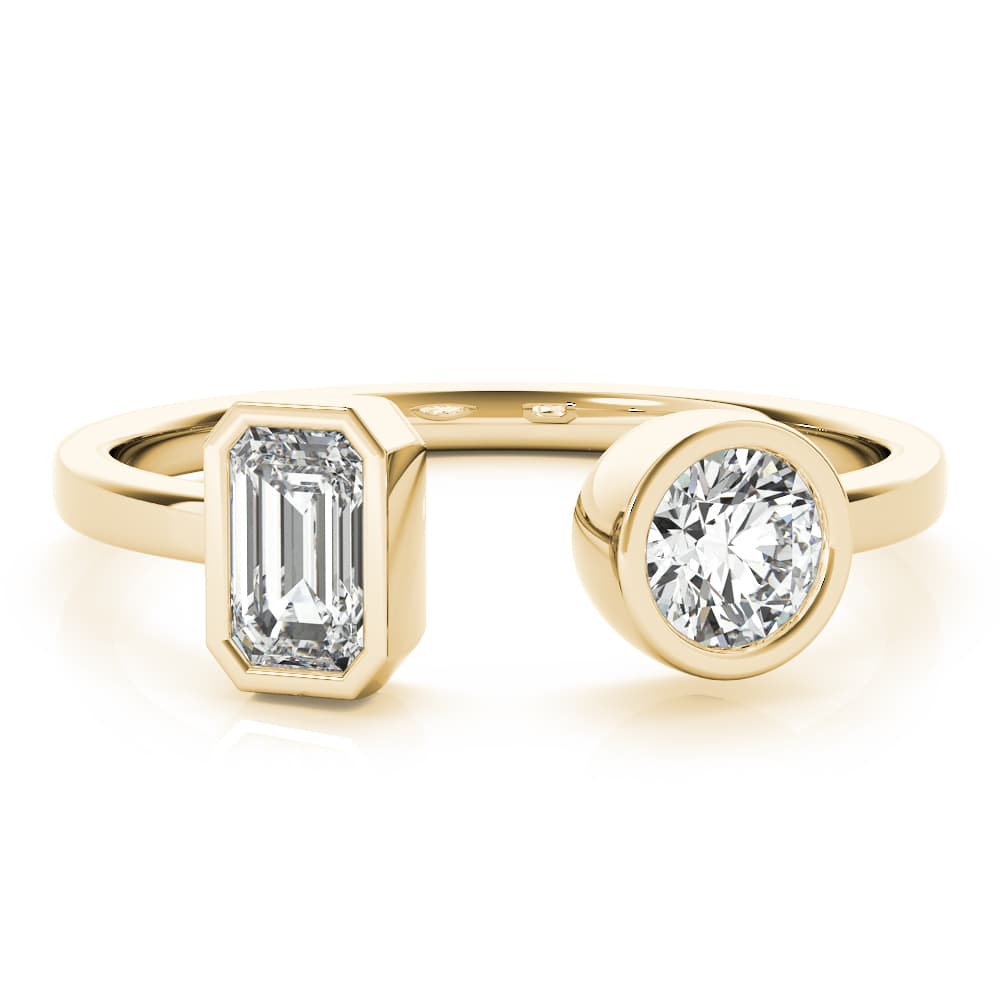 EMERALD & Round FASHION RING (0.6 ct. tw.), On hand view in yellow gold