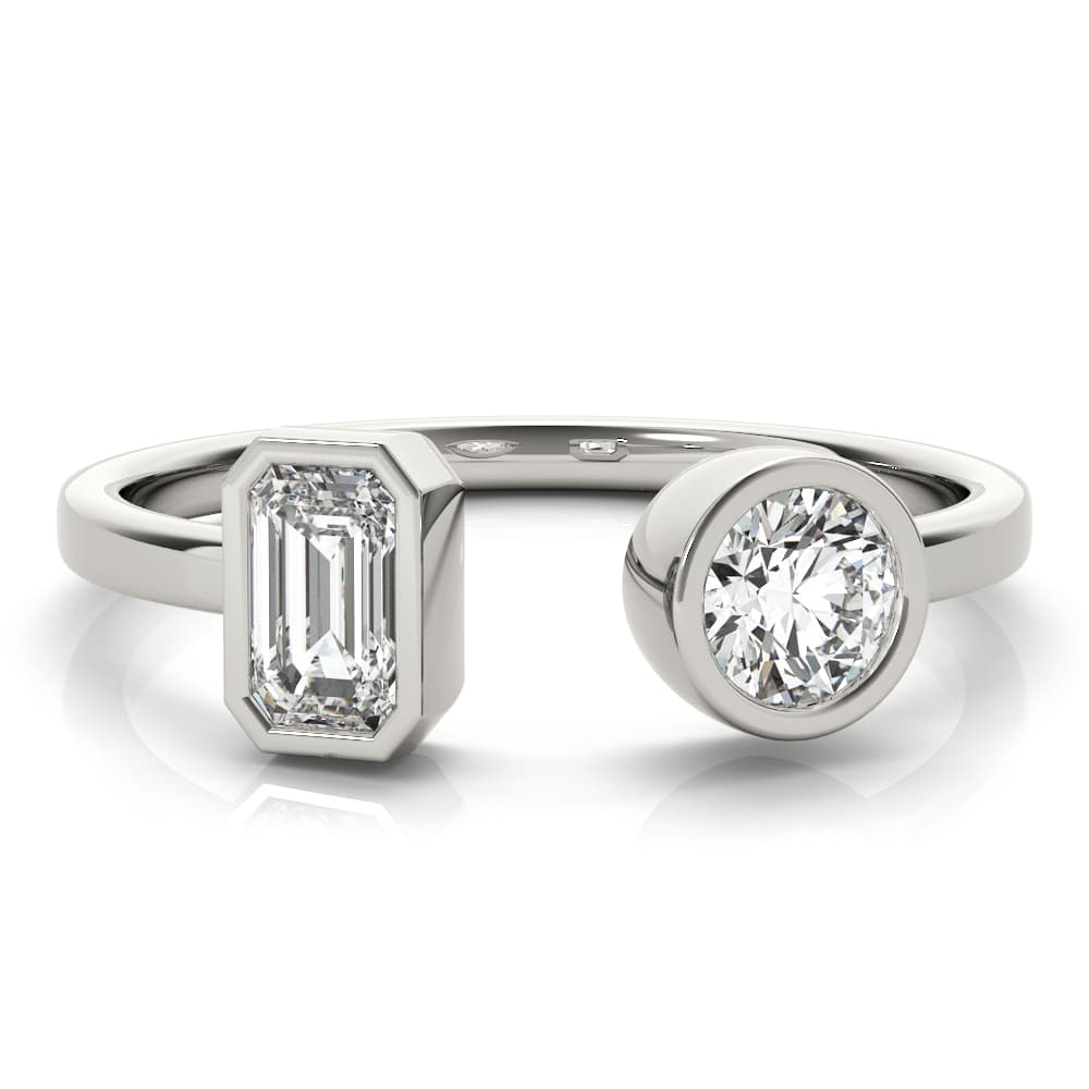 EMERALD & Round FASHION RING (0.6 ct. tw.), On hand view in white gold or platinum