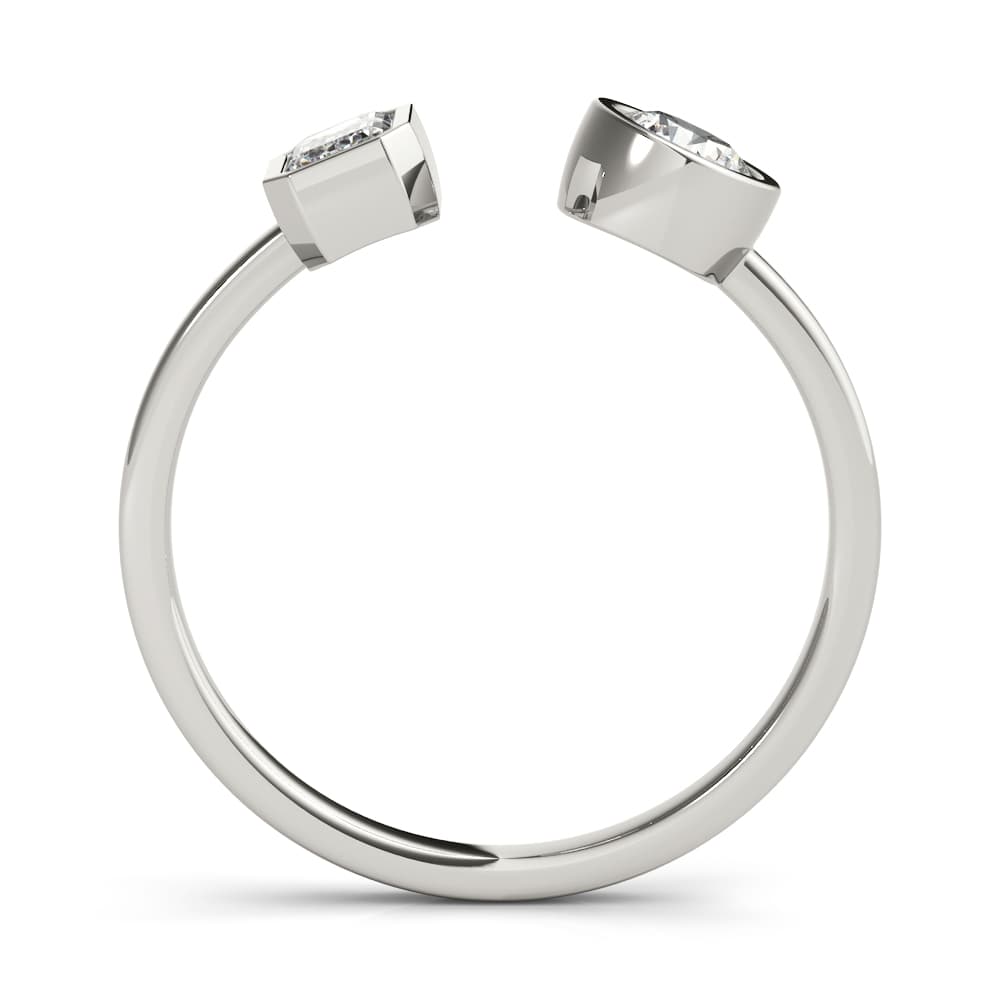 EMERALD & Round FASHION RING (0.6 ct. tw.), Side view in white gold or platinum