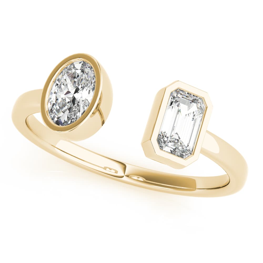 Oval & Emerald Fashion Ring (2/3 ct. tw.), Front view in yellow gold