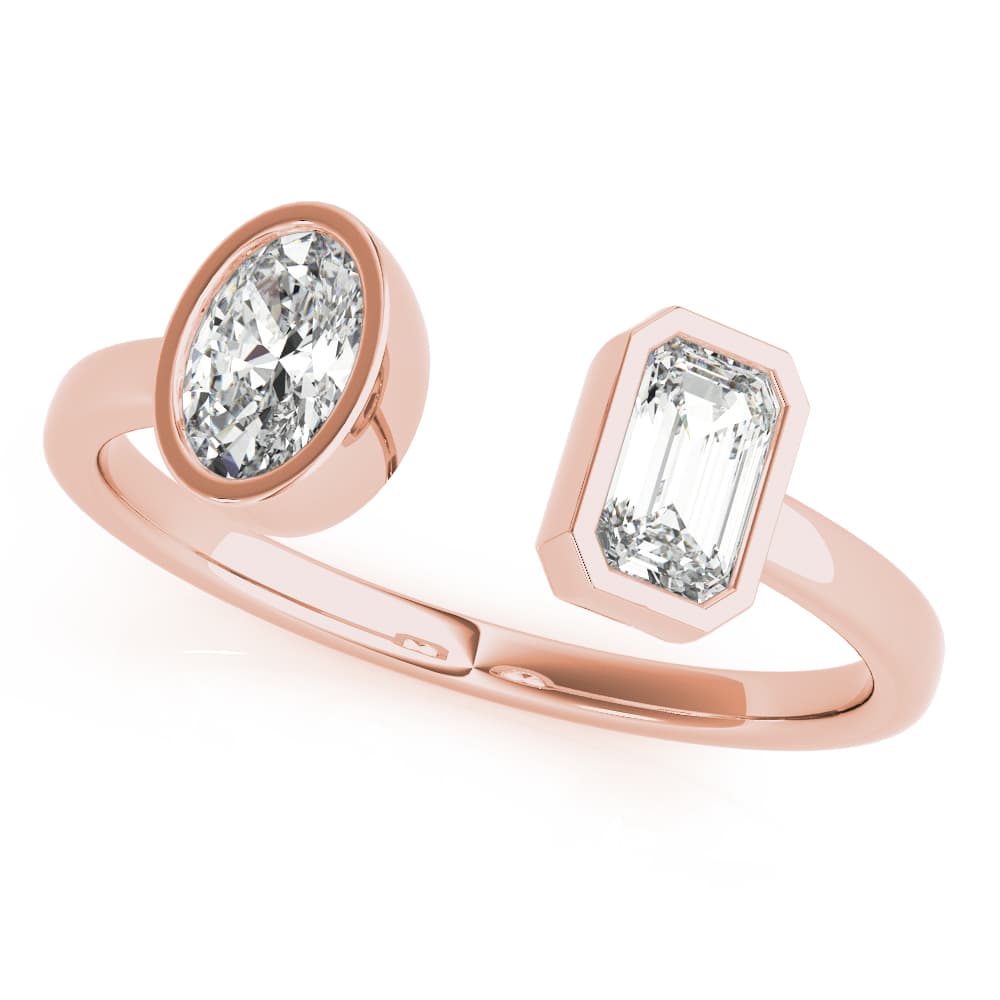 Oval & Emerald Fashion Ring (2/3 ct. tw.), Front view in rose gold