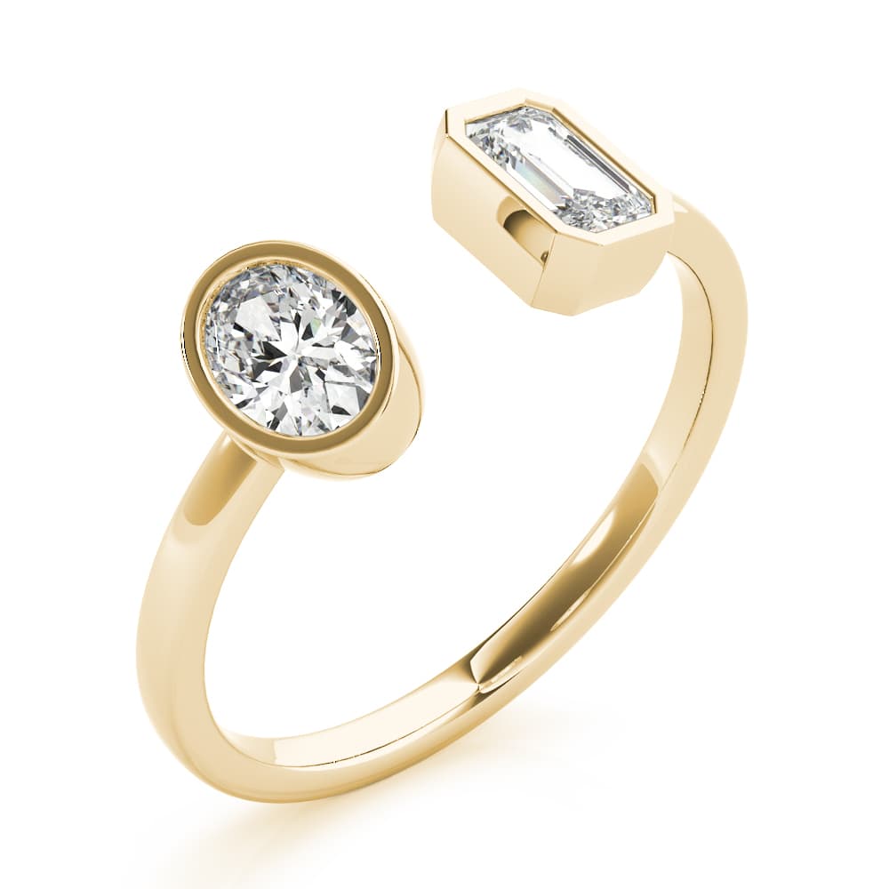 Oval & Emerald Fashion Ring (2/3 ct. tw.), Angle view in yellow gold