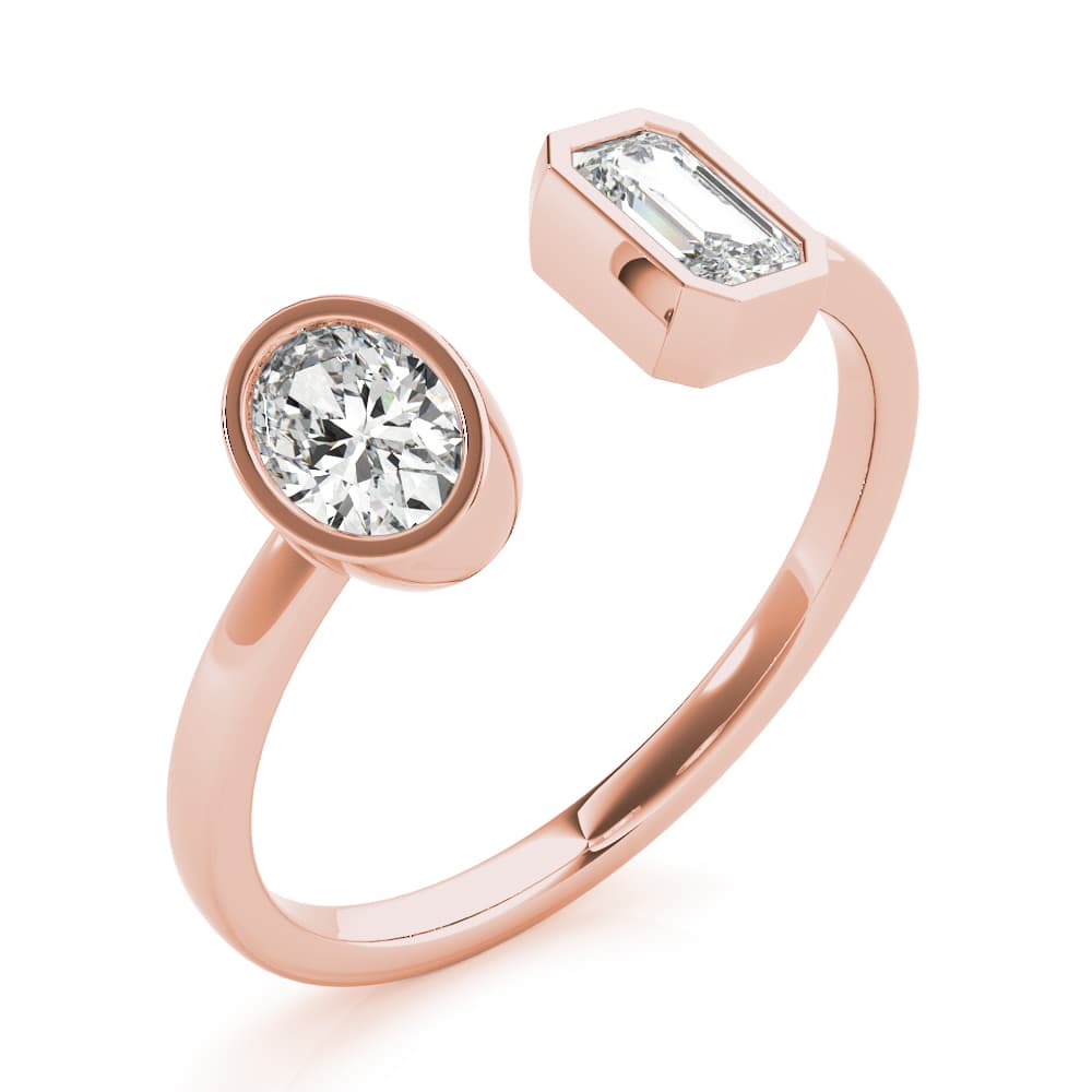 Oval & Emerald Fashion Ring (2/3 ct. tw.), Angle view in rose gold