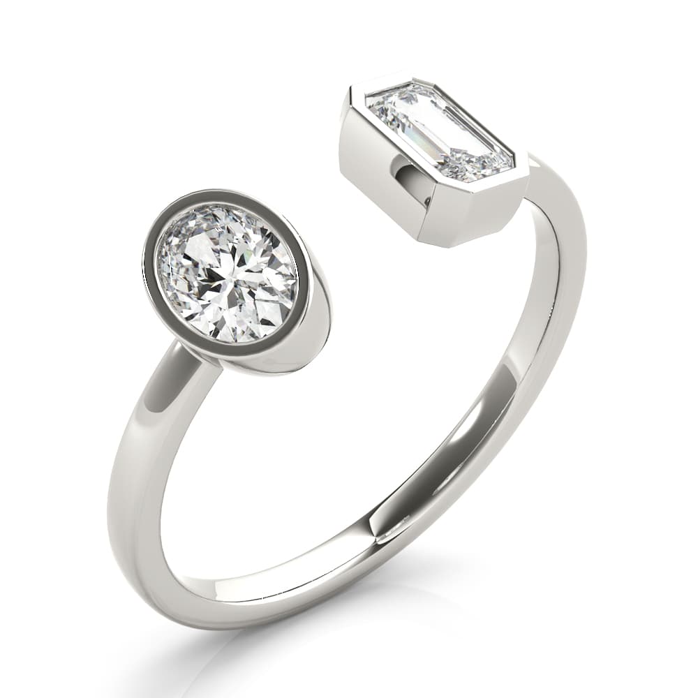 Oval & Emerald Fashion Ring (2/3 ct. tw.), Angle view in white gold or platinum