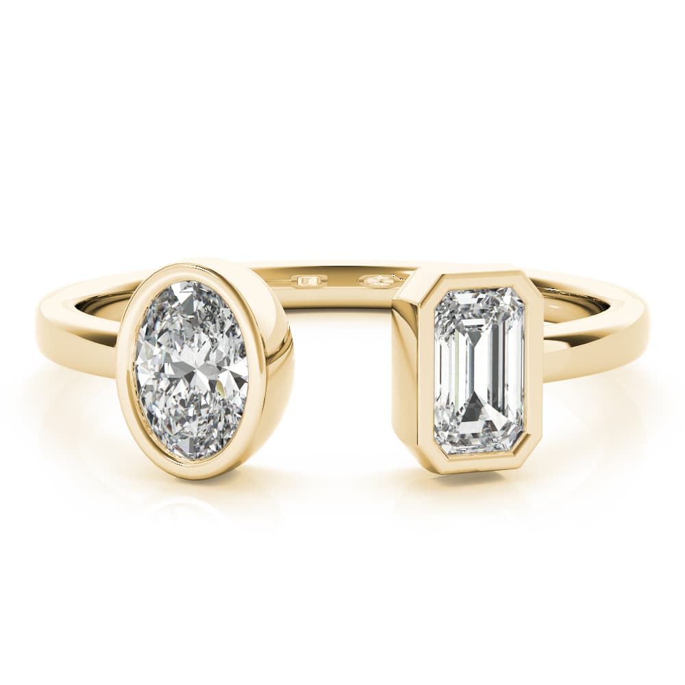 Oval & Emerald Fashion Ring (2/3 ct. tw.), On hand view in yellow gold