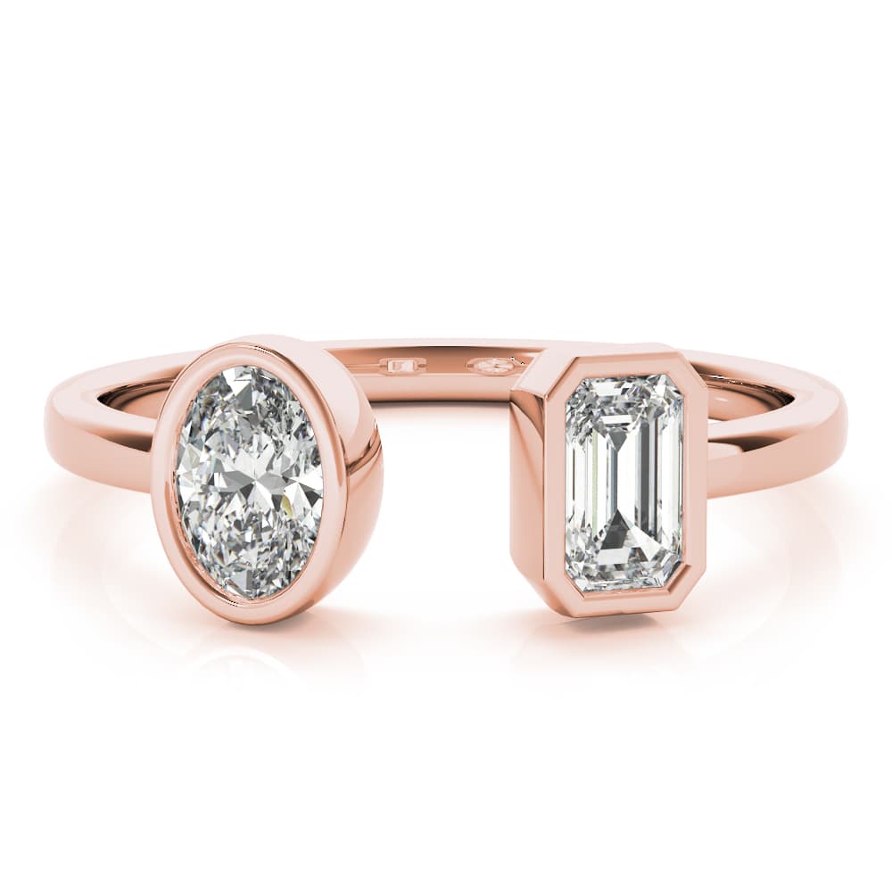 Oval & Emerald Fashion Ring (2/3 ct. tw.), On hand view in rose gold