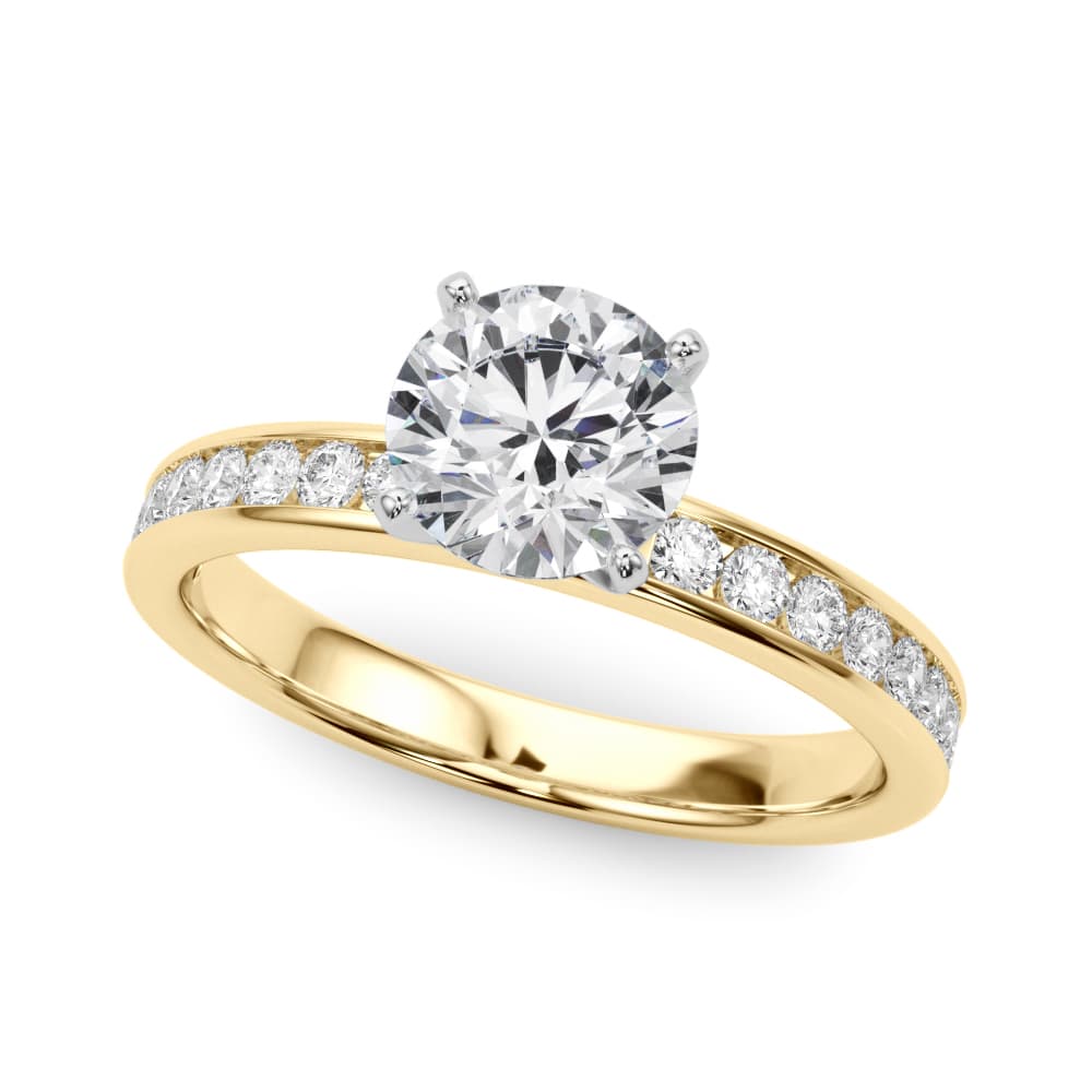 Channel Set Engagement Ring, style 85287, Front view in yellow gold