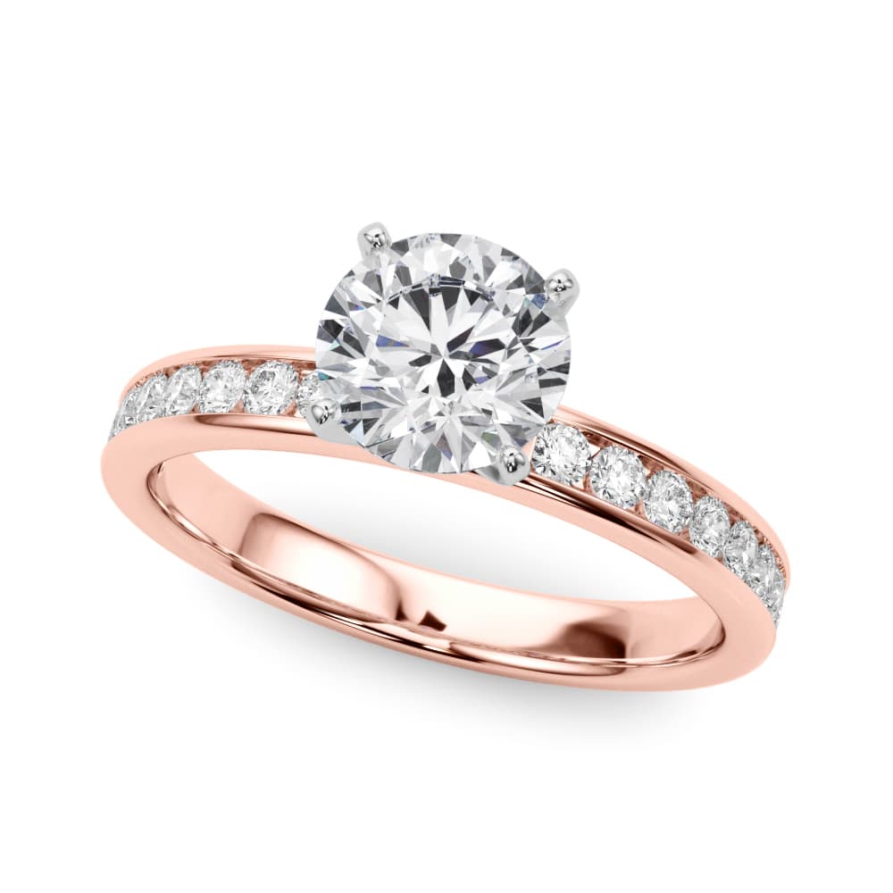 Channel Set Engagement Ring, style 85287, Front view in rose gold